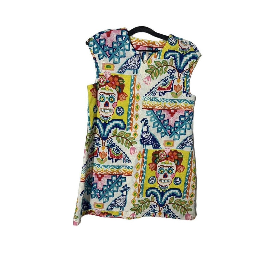 Uncle Frank XS Skully Dress Sugar Skulls‎ Cotton Dia De Los Muertos Flor…